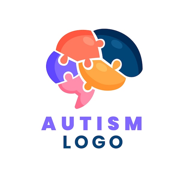 Hand drawn flat design autism logo