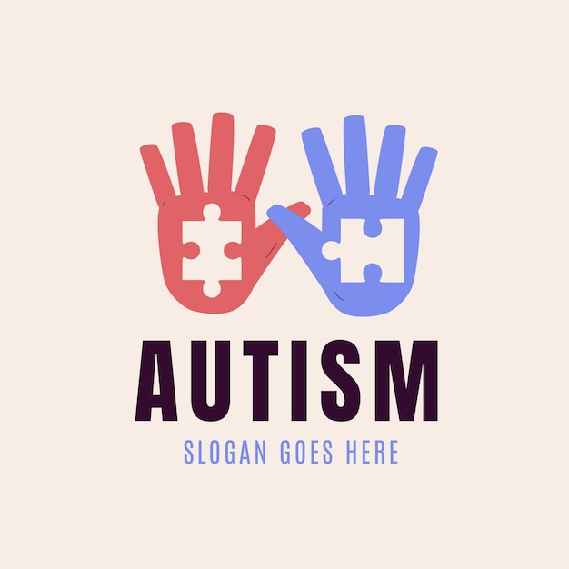 Hand drawn flat design autism logo