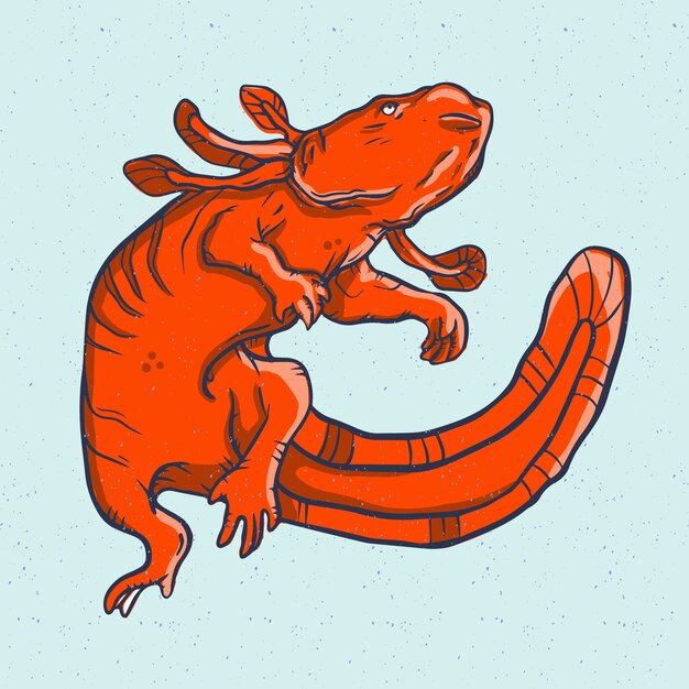 Hand drawn flat design axolotl llustration