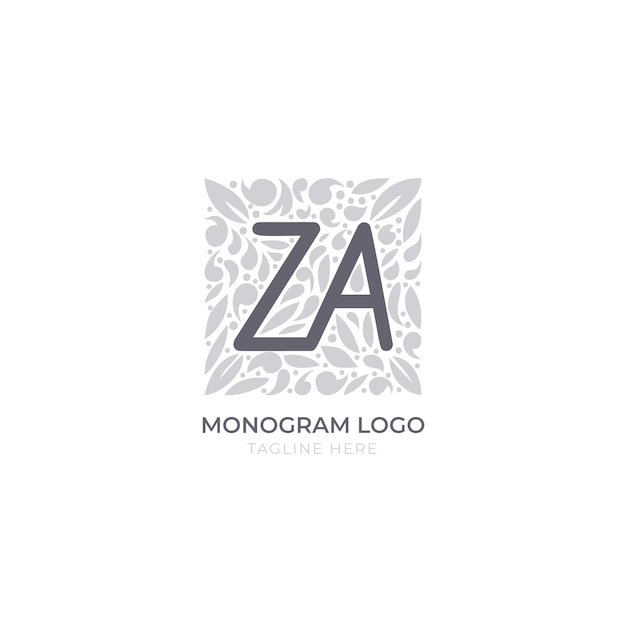 Hand drawn flat design az or za logo template