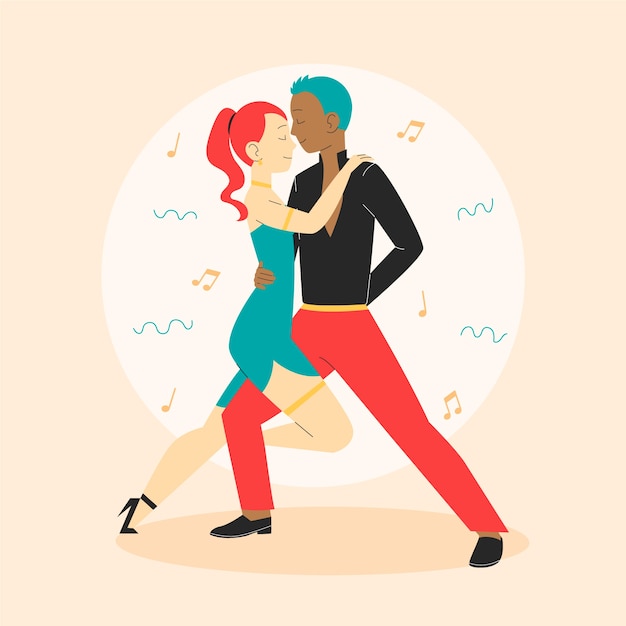 Hand drawn flat design bachata illustration