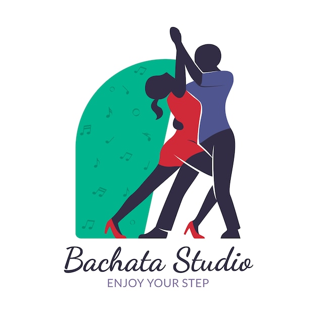 Free Vector hand drawn flat design bachata logo or badge