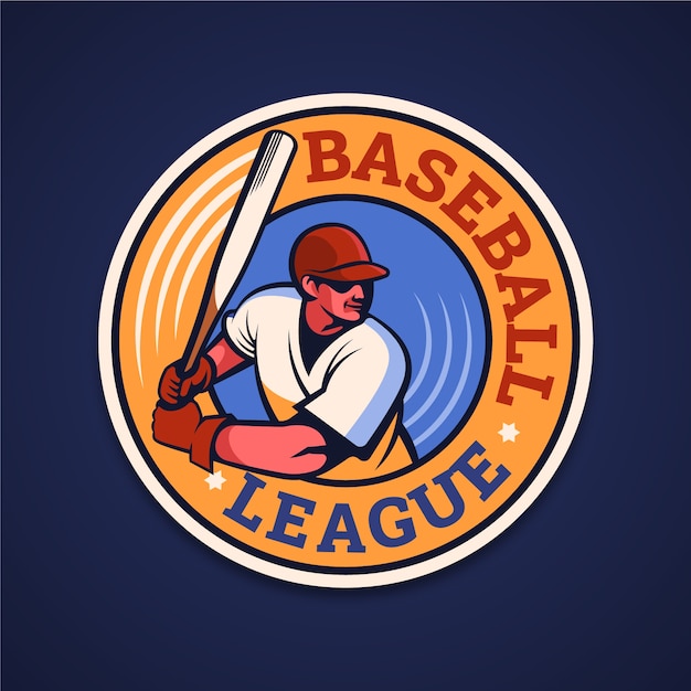 Hand drawn flat design baseball logo