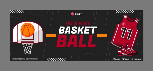 Hand drawn flat design basketball facebook cover