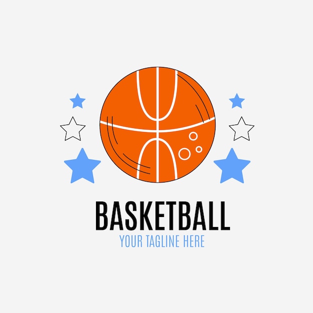 Hand drawn flat design basketball logo template