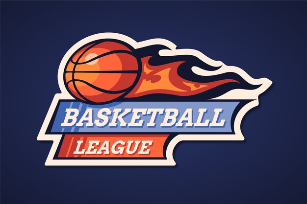 Hand drawn flat design basketball logo