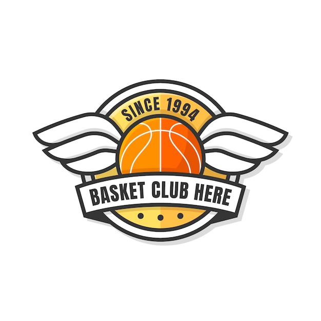 Hand drawn flat design basketball logo