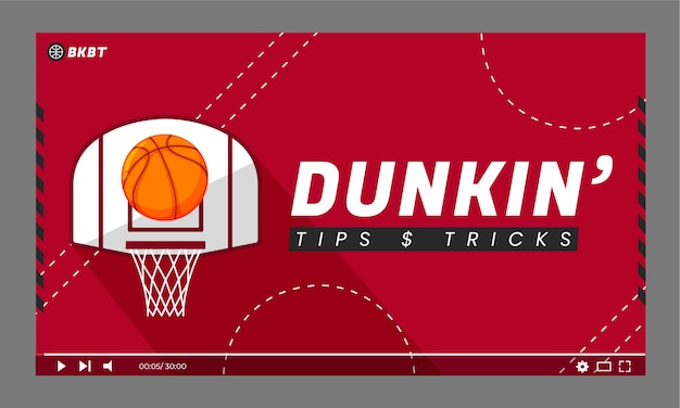 Free Vector hand drawn flat design basketball youtube thumbnail