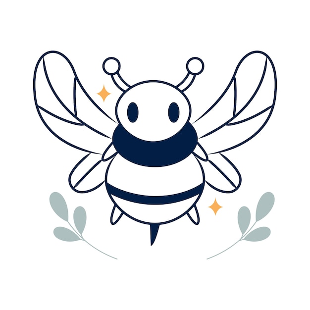 Hand drawn flat design bee outline