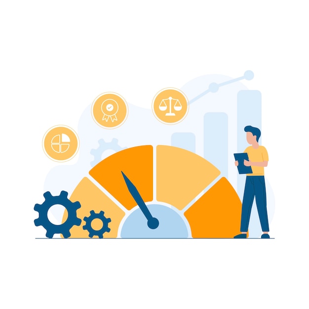 Hand drawn flat design benchmark illustration