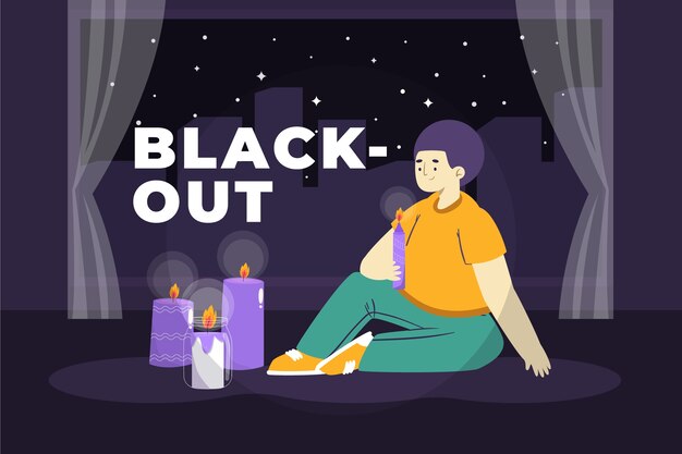 Hand drawn flat design blackout illustration