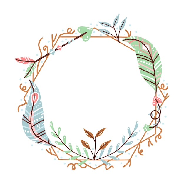 Hand drawn flat design boho frame design