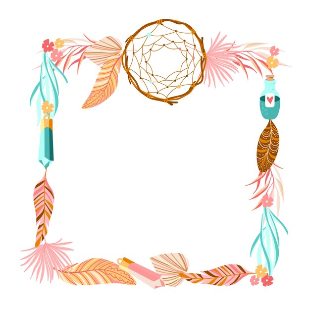 Hand drawn flat design boho frame design