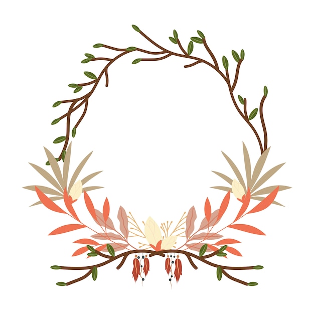 Hand drawn flat design boho frame