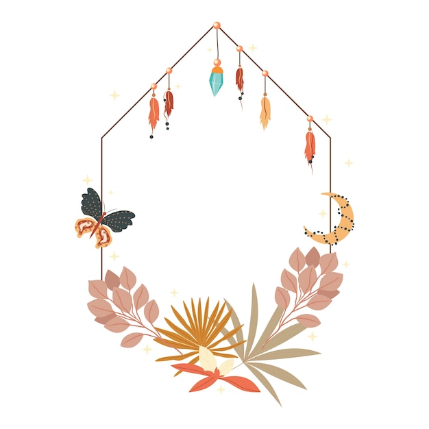 Free vector hand drawn flat design boho frame