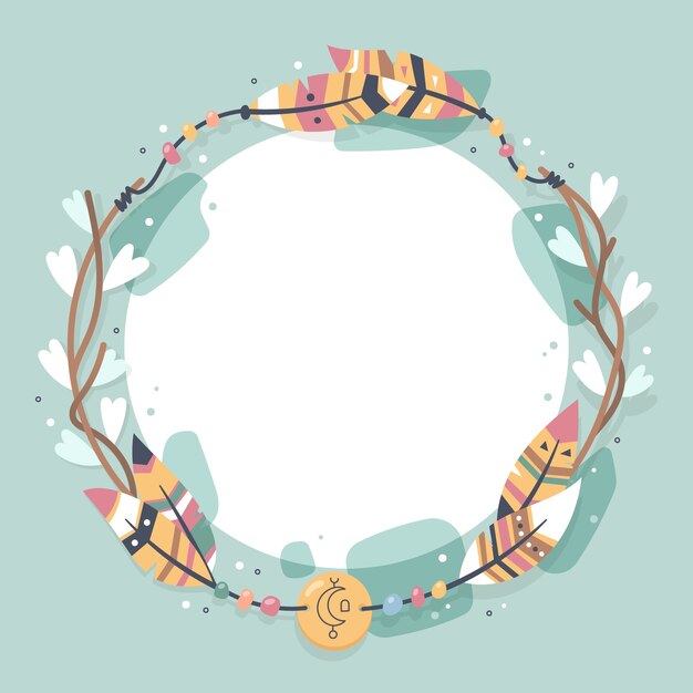 Hand drawn flat design boho frame