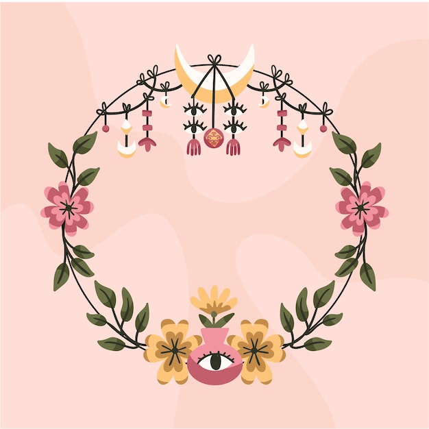 Free vector hand drawn flat design boho frame