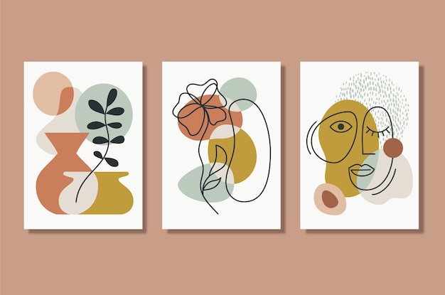 Hand drawn flat design boho wall art