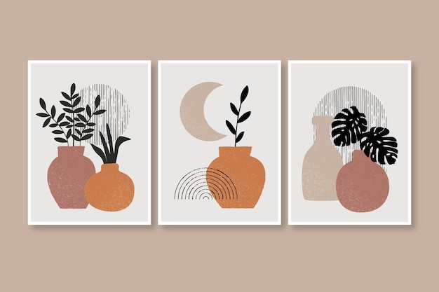 Hand drawn flat design boho wall art