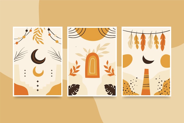 Free Vector hand drawn flat design boho wall art