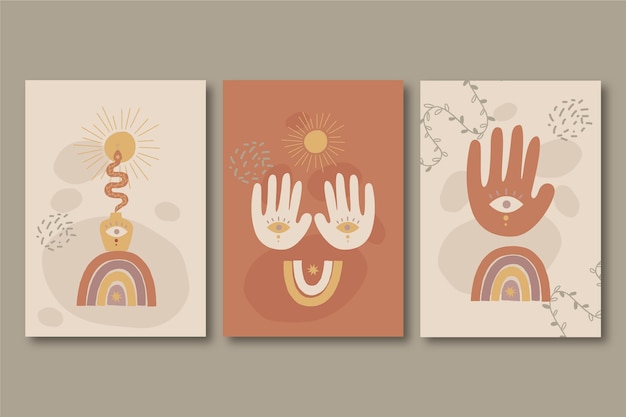 Hand drawn flat design boho wall art