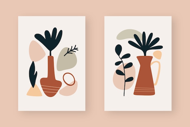 Hand drawn flat design boho wall art