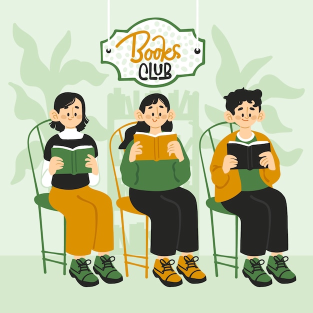 Free Vector hand drawn flat design book club illustration