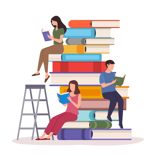 Hand drawn flat design book club illustration