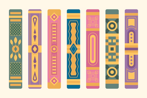 Hand drawn flat design book spine illustration