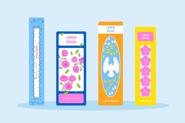 Hand drawn flat design book spine illustration