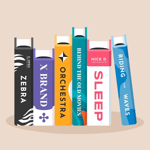 Free Vector hand drawn flat design book spine illustration