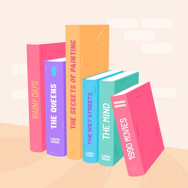 Free Vector hand drawn flat design book spine illustration