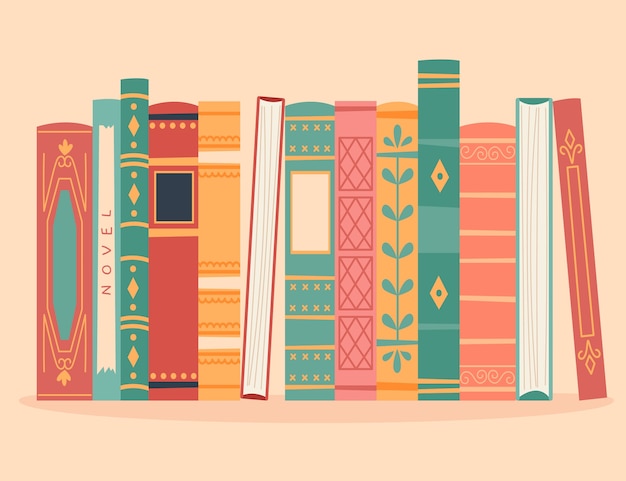 Free Vector hand drawn flat design book spine