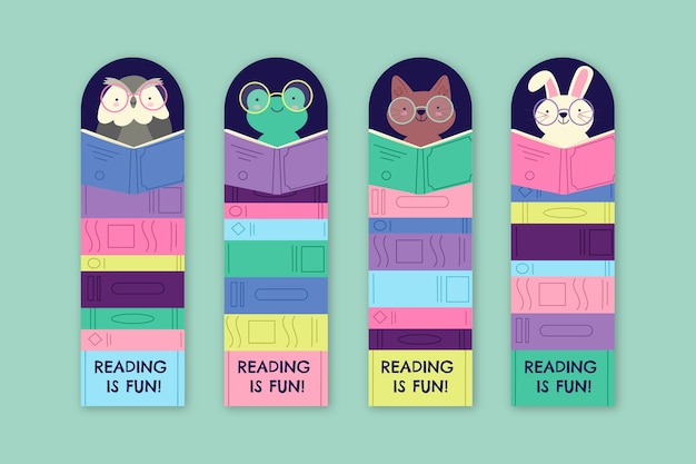 Hand drawn flat design bookmark design