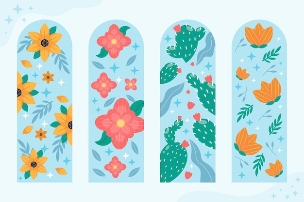 Hand drawn flat design bookmark set