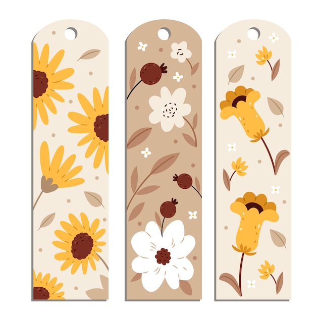 Hand drawn flat design bookmark set