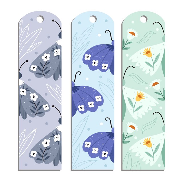 Hand drawn flat design bookmark set