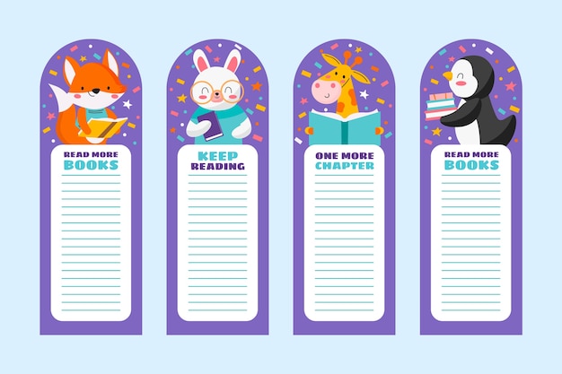 Hand drawn flat design bookmark template