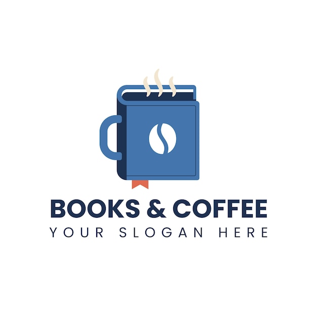 Hand drawn flat design bookstore logo template