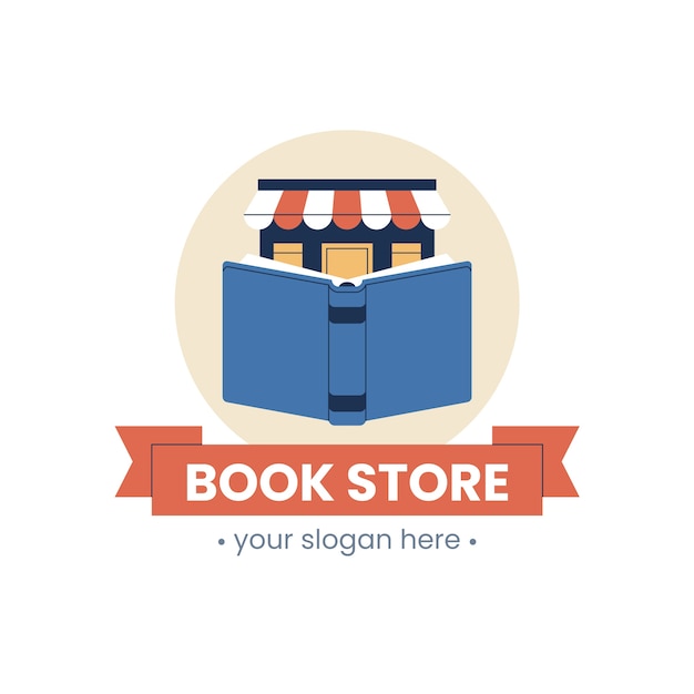 Free Vector hand drawn flat design bookstore logo template