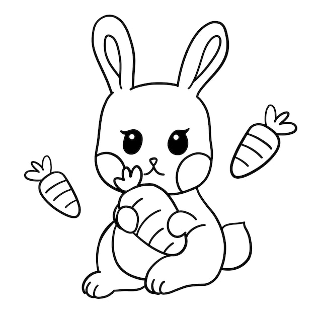 Free vector hand drawn flat design bunny outline