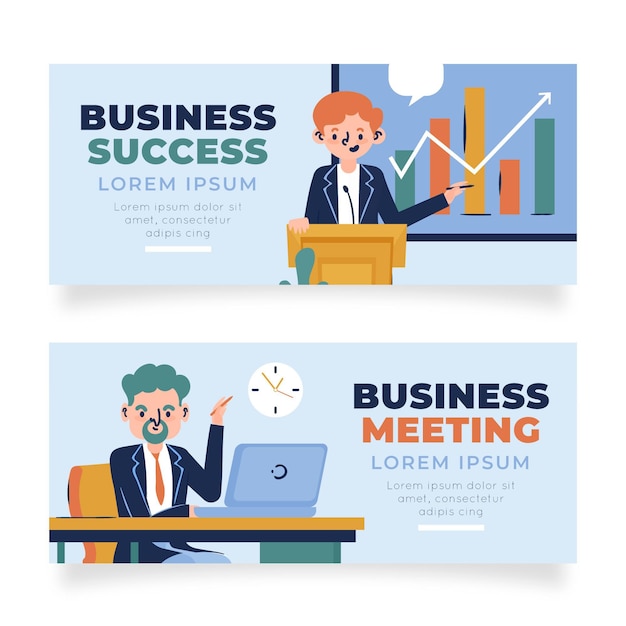 Hand drawn flat design business people banner