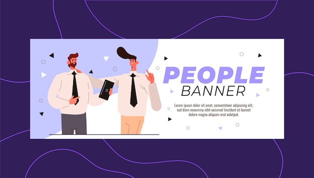 Free Vector hand drawn flat design business people banner