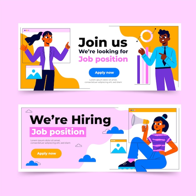 Hand drawn flat design business people banner