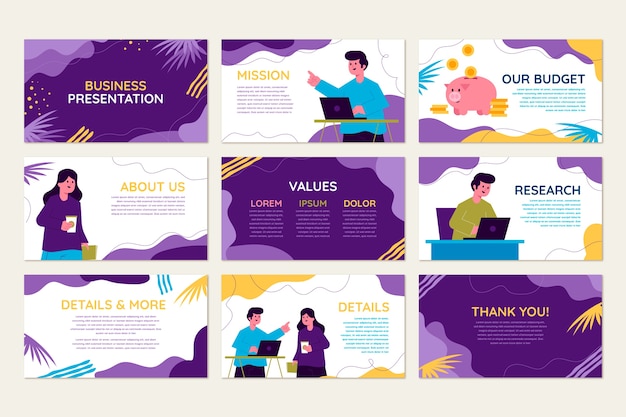 Hand drawn flat design business presentation template