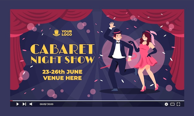 Hand drawn flat design cabaret template