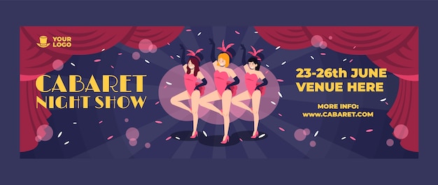 Free Vector hand drawn flat design cabaret template