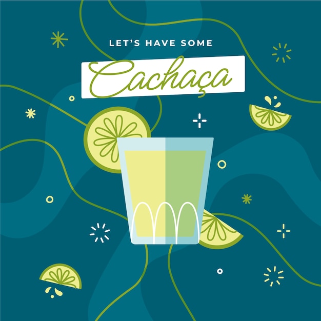 Hand drawn flat design cachaca illustration