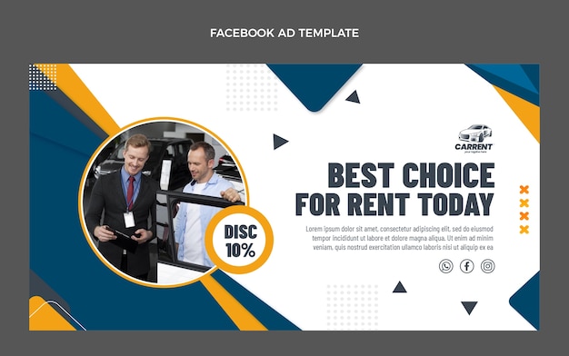 Hand drawn flat design car rental facebook ad