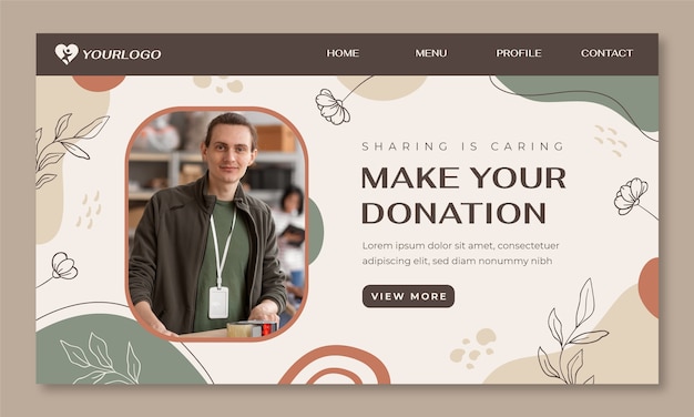 Free Vector hand drawn flat design charity event landing page